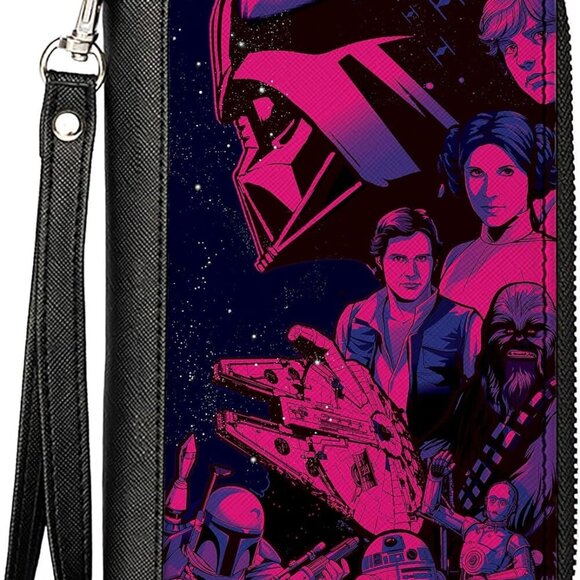 Other - Star Wars Wallet, Zip Around, Star Wars A New Hope Character Collage Black Pinks
